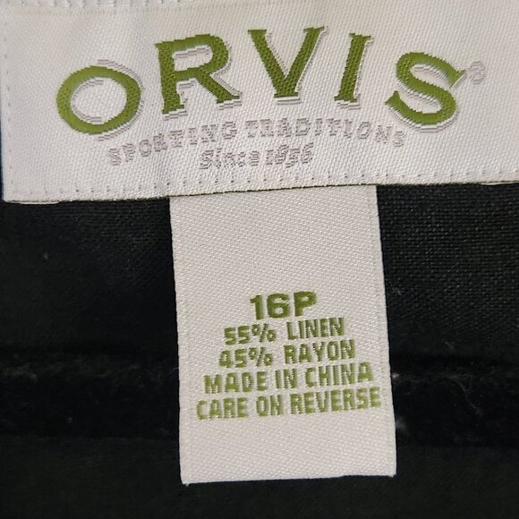 Orvis Black Linen Button Front V Neck Maxi Dress Size 16p - Picture 7 of 7